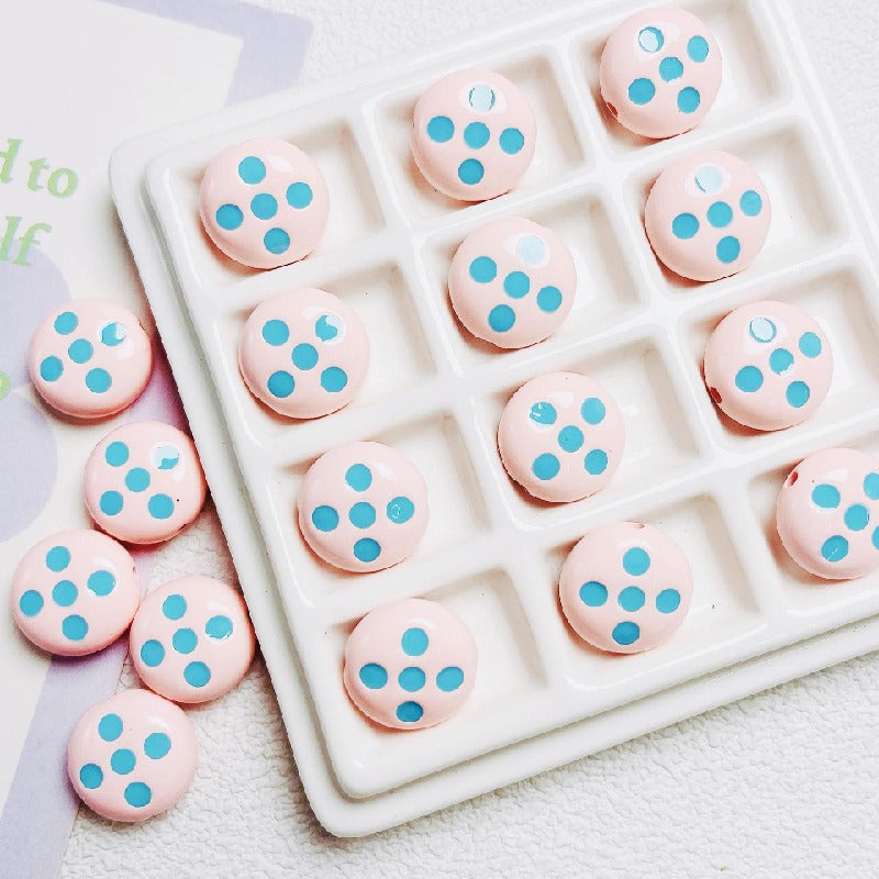 Palette Flat Acrylic Beads 16mm Glossy Raised Dot Design 10pcs 7