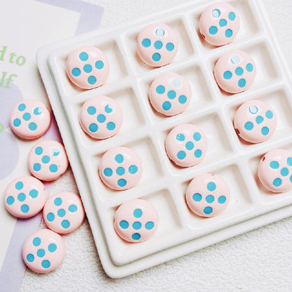 Palette Flat Acrylic Beads 16mm Glossy Raised Dot Design 10pcs 7