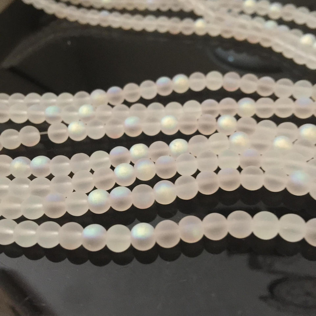 Frosted Shimmering Mermaid Glass Beads 4mm 6mm 8mm 10mm 3