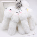 Plush Fox Keychain Soft White Faux Fur Curly Tail Animal Charm 5