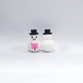 Silicone 3D Focal Beads Snowman Pink Bow Front Facing 20pcs
