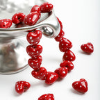 Red Heart Polka Dot Glass Beads 20mm 10pcs