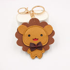 PU Leather Lion Keychain Cute Cartoon Animal Charm