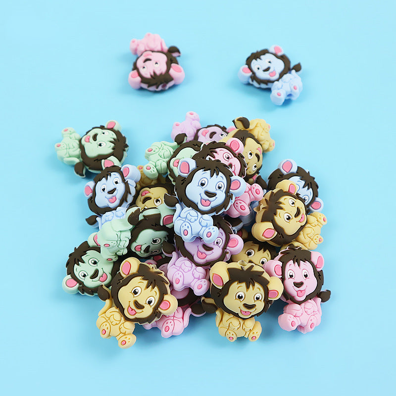 Silicone Focal Beads Animal Lion Cub Sitting Pose 10pcs 2