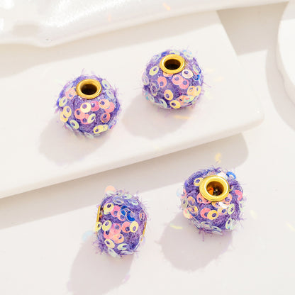 Fabric Glitter Sequin Spacer Beads 16mm 50pcs 11