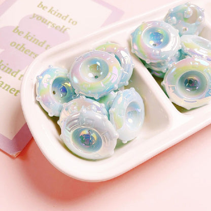 Candy Frisbee Acrylic Beads 30mm Glossy Pastel Rainbow 10pcs 5
