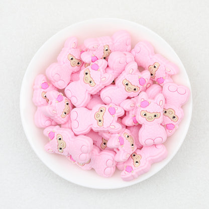 10 Color Cute Alpaca Silicone Focal Beads 20pcs 4