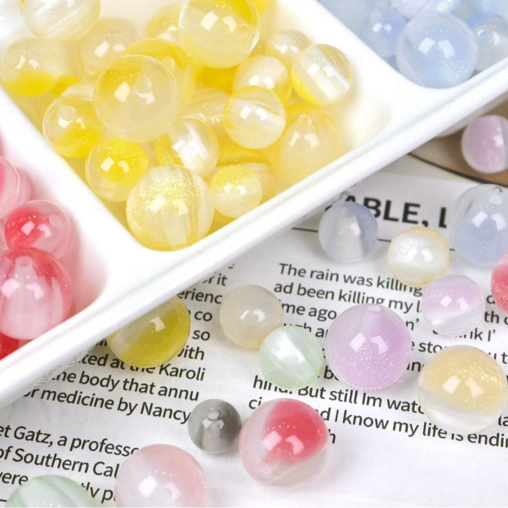 Iridescent Cat Eye Round Resin Beads 10 12 16mm 50pcs 3