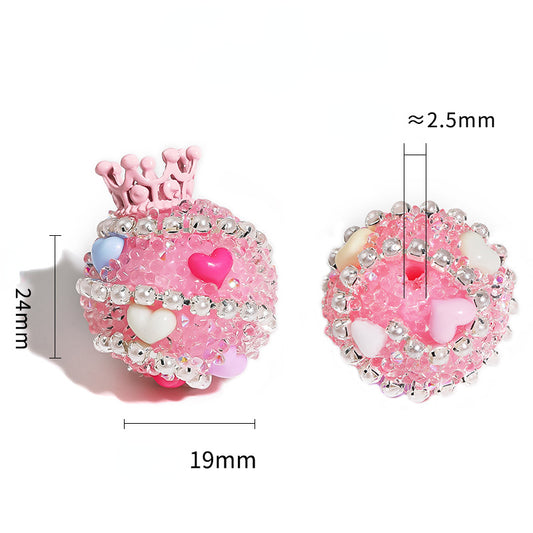 Crown Rhinestone Beads 19x24mm Colorful Heart Accents 5pcs 2