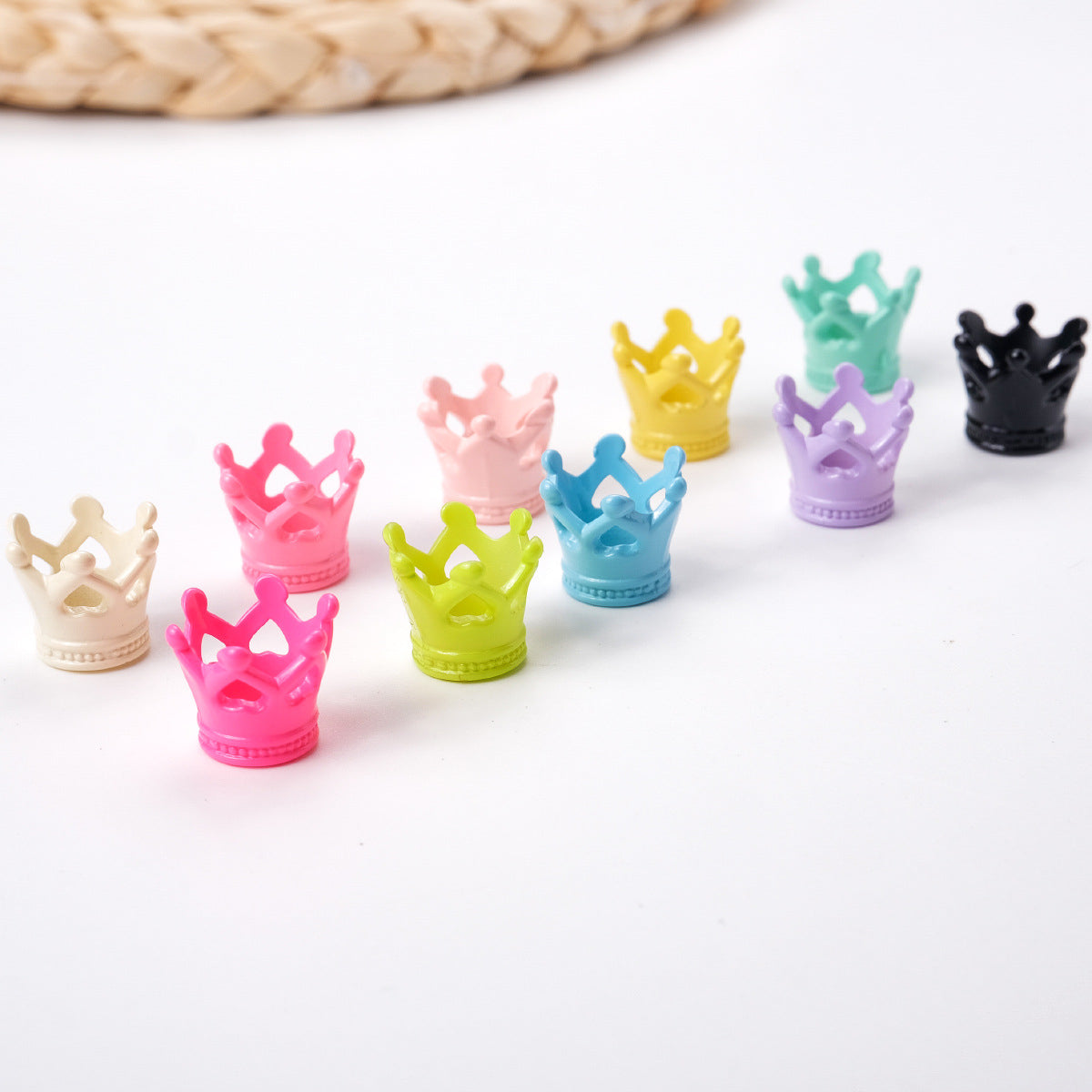 Painted Crown Acrylic Beads 12mm 14mm Hole Vibrant Pastel Colors 100pcs 13