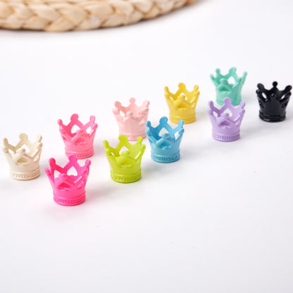 Painted Crown Acrylic Beads 12mm 14mm Hole Vibrant Pastel Colors 100pcs 13