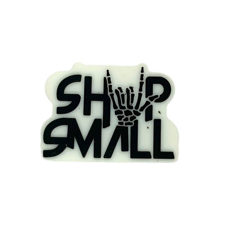Silicone Focal Beads Skeleton Hand Rock On with Shop Small Text