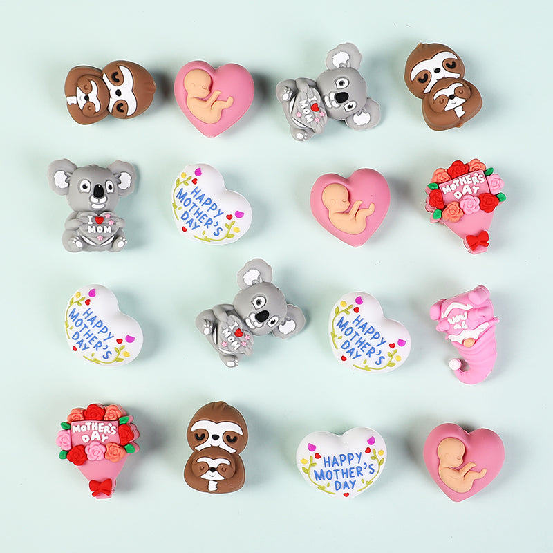 Silicone 3D Focal Beads Mother's Day Koala Bouquet Happy Mother's Day 20pcs 5