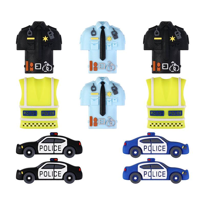 Silicone 3D Police Theme Focal Beads 20 pcs