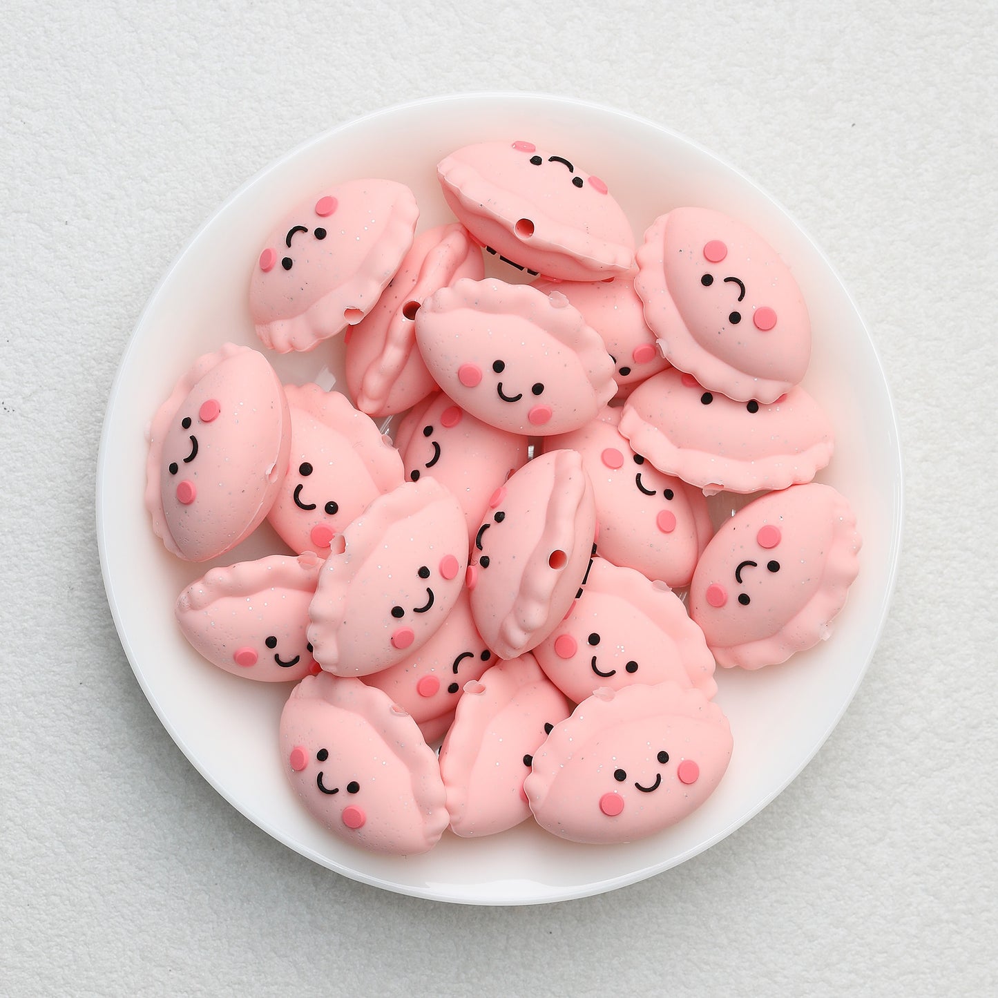 Cute 3D Glitter Dumpling Silicone Focal Beads 20pcs 8