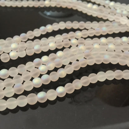 Frosted Shimmering Mermaid Glass Beads 4mm 6mm 8mm 10mm