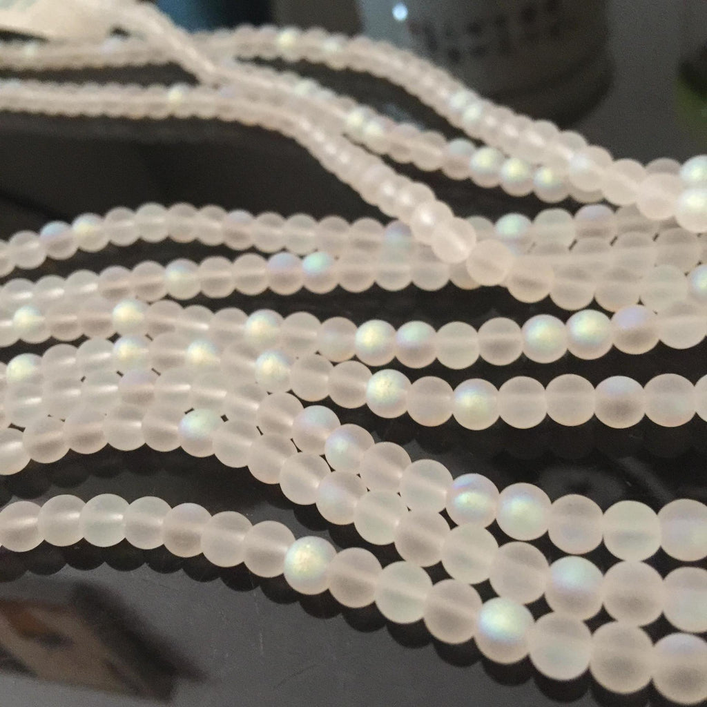 Frosted Shimmering Mermaid Glass Beads 4mm 6mm 8mm 10mm 2