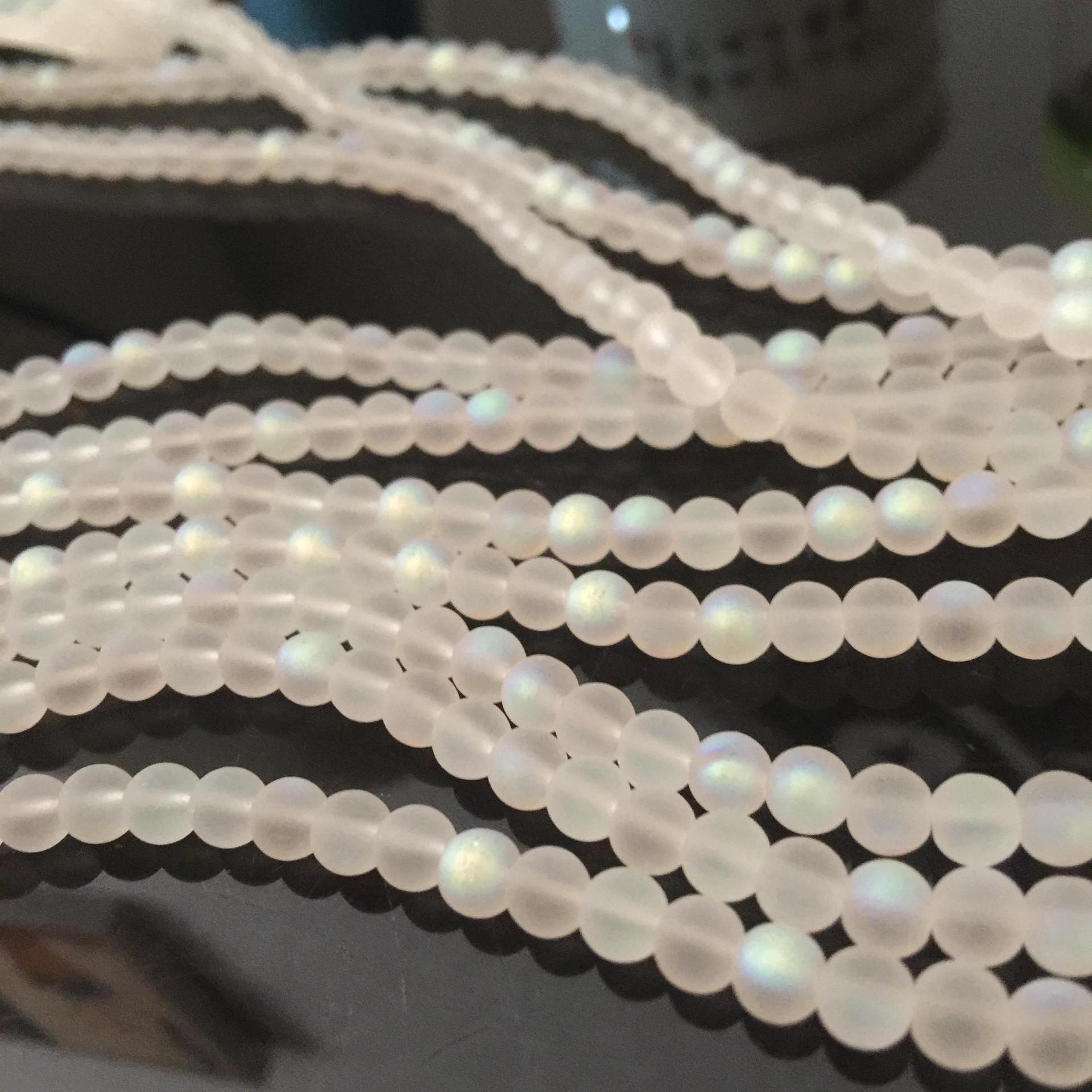 Frosted Shimmering Mermaid Glass Beads 4mm 6mm 8mm 10mm 2