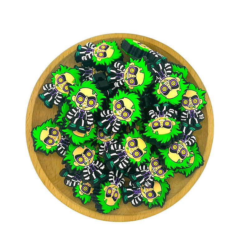 Silicone Focal Beads Halloween Beetlejuice Wild Hair 20pcs 2