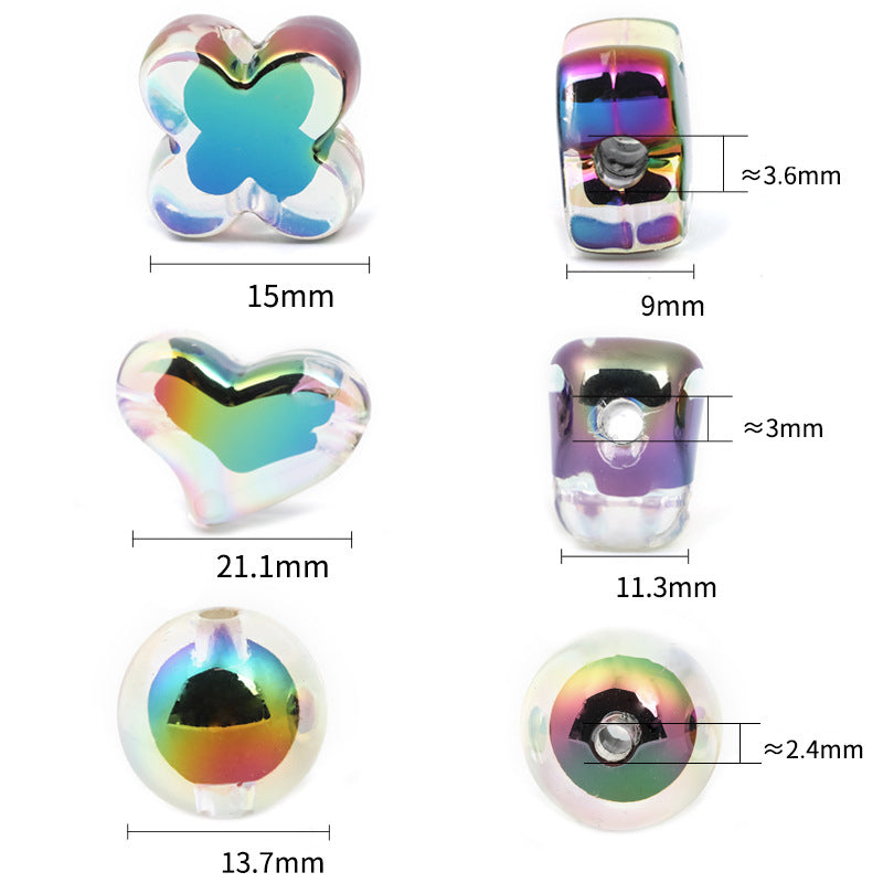 UV Heart Clover Circle Acrylic Beads 14-15.5x21mm Iridescent 30pcs 2