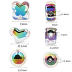 UV Heart Clover Circle Acrylic Beads 14-15.5x21mm Iridescent 30pcs 2