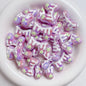Hand-Painted Bow Heart Acrylic Beads 21×29mm Glossy Pastel 5pcs 14