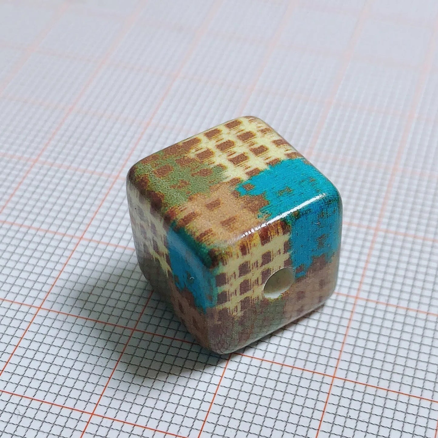 Square Acrylic Beads 15.27mm Mild Winter Color Grid Star Pattern 10pcs 8