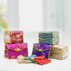 Vintage Chinese Style Brocade Plum Blossom Pattern Snap Closure Pouch 7x8-10x12cm 1pc