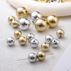 Plating Matte Wrinkle Round Acrylic Beads 10-16mm Metallic 50pcs 3
