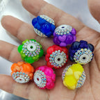 Neon Color Heart Lantern Acrylic Rhinestone Beads 18mm 15pcs