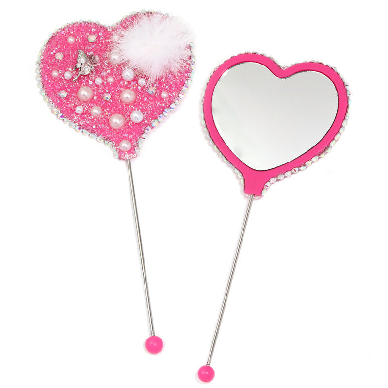 Beadable Heart Shape Handheld Makeup Mirror 18