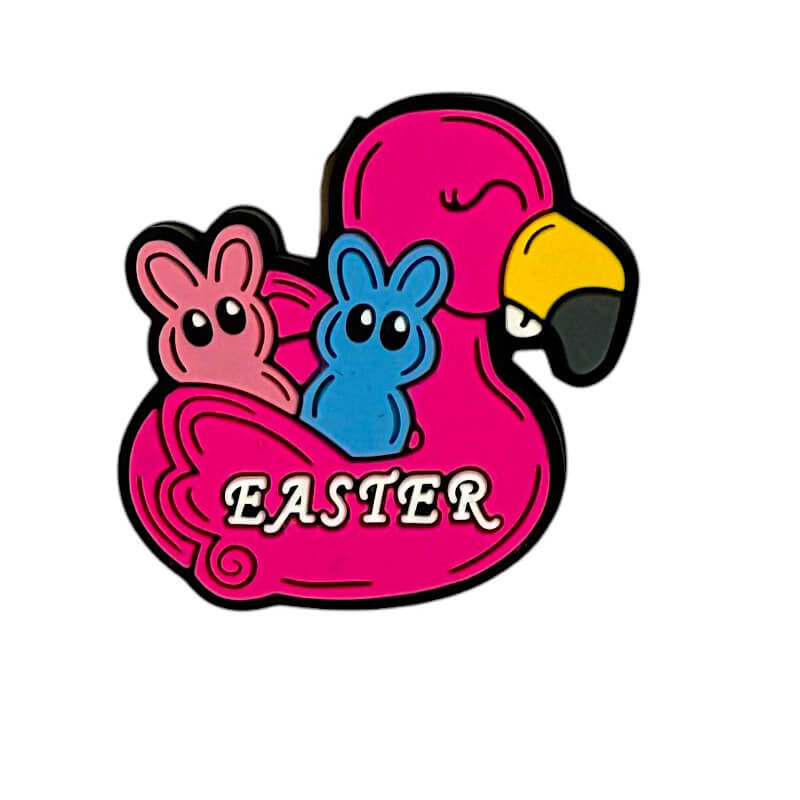 Silicone Focal Beads Easter Red Duck with Pastel Bunny Figures