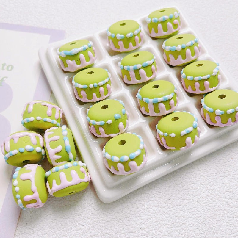 Painted Cake Acrylic Beads 14x20mm Colorful Dripping Icing 10pcs 13