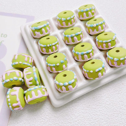 Painted Cake Acrylic Beads 14x20mm Colorful Dripping Icing 10pcs 13