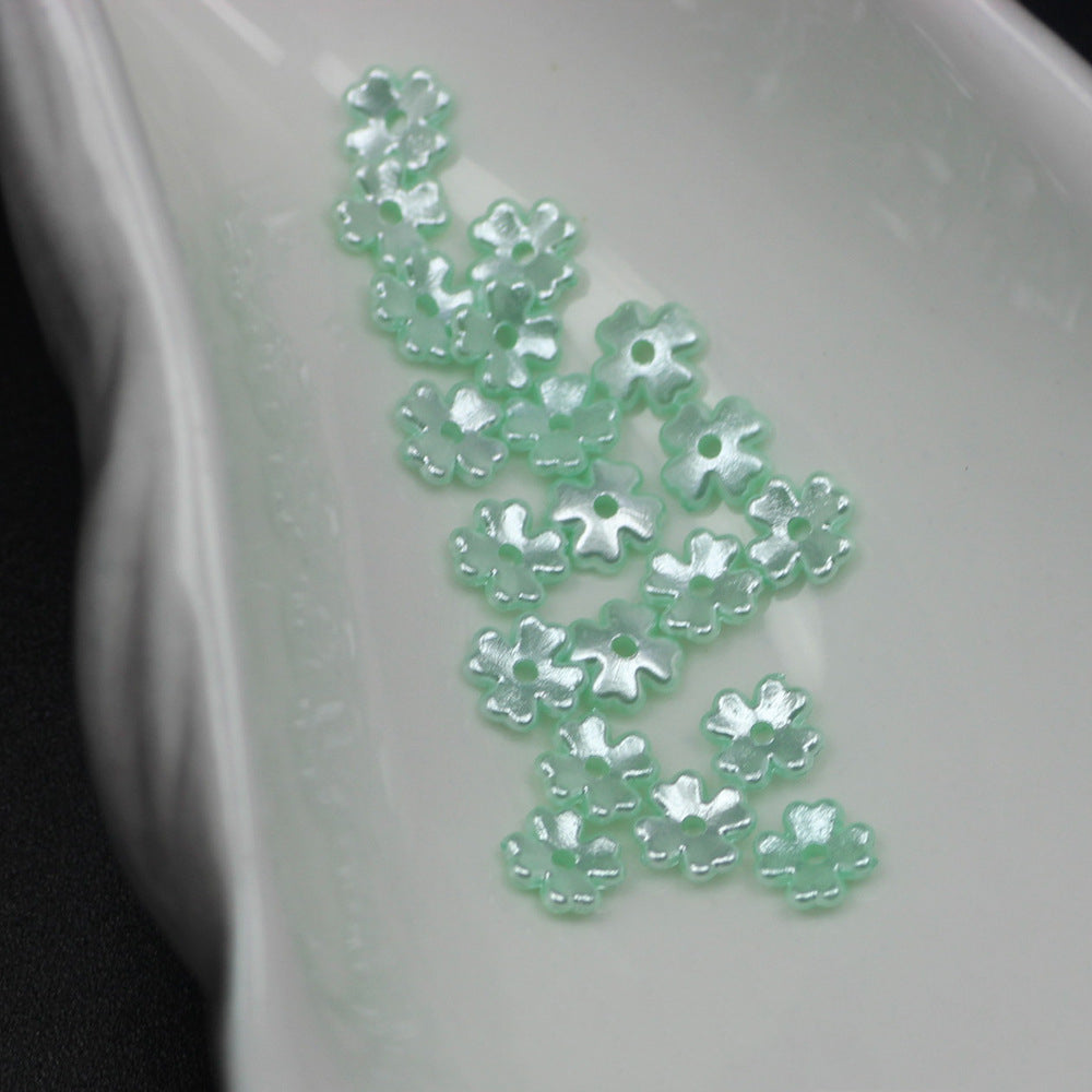 Pearl Four Petal Flower Acrylic Beads 7mm Colored Imitation 100pcs 4