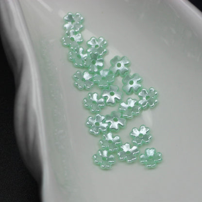 Pearl Four Petal Flower Acrylic Beads 7mm Colored Imitation 100pcs 4