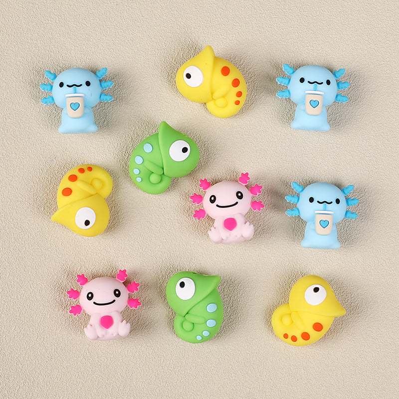 Silicone 3D Focal Beads Reptile Salamander Chameleon Expressive Eyes 20pcs 5