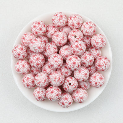 15mm Colorful Polka Dot Print Round Silicone Beads  50pcs 5