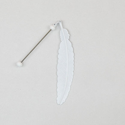 Beadable Feather Bookmarks Metal Colorful Detailed 13g - white