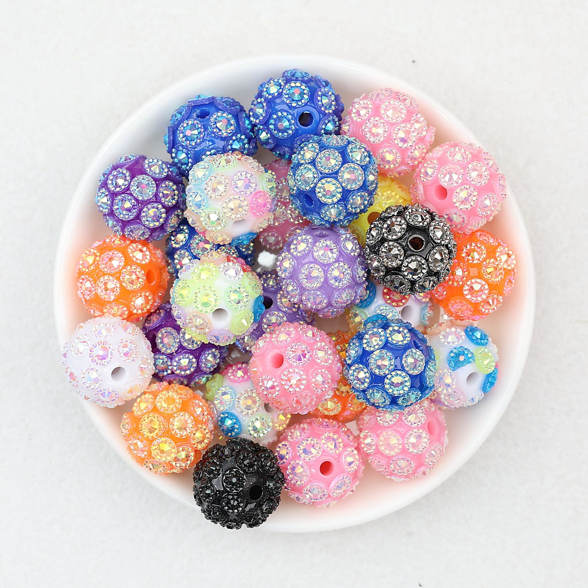 Shimmer Resin Round Flower Beads 16mm 20mm 20pcs - Random Color / 16mm