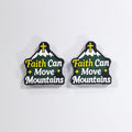 Silicone Focal Beads Faith Can Move Mountains Yellow Cross Design 20pcs