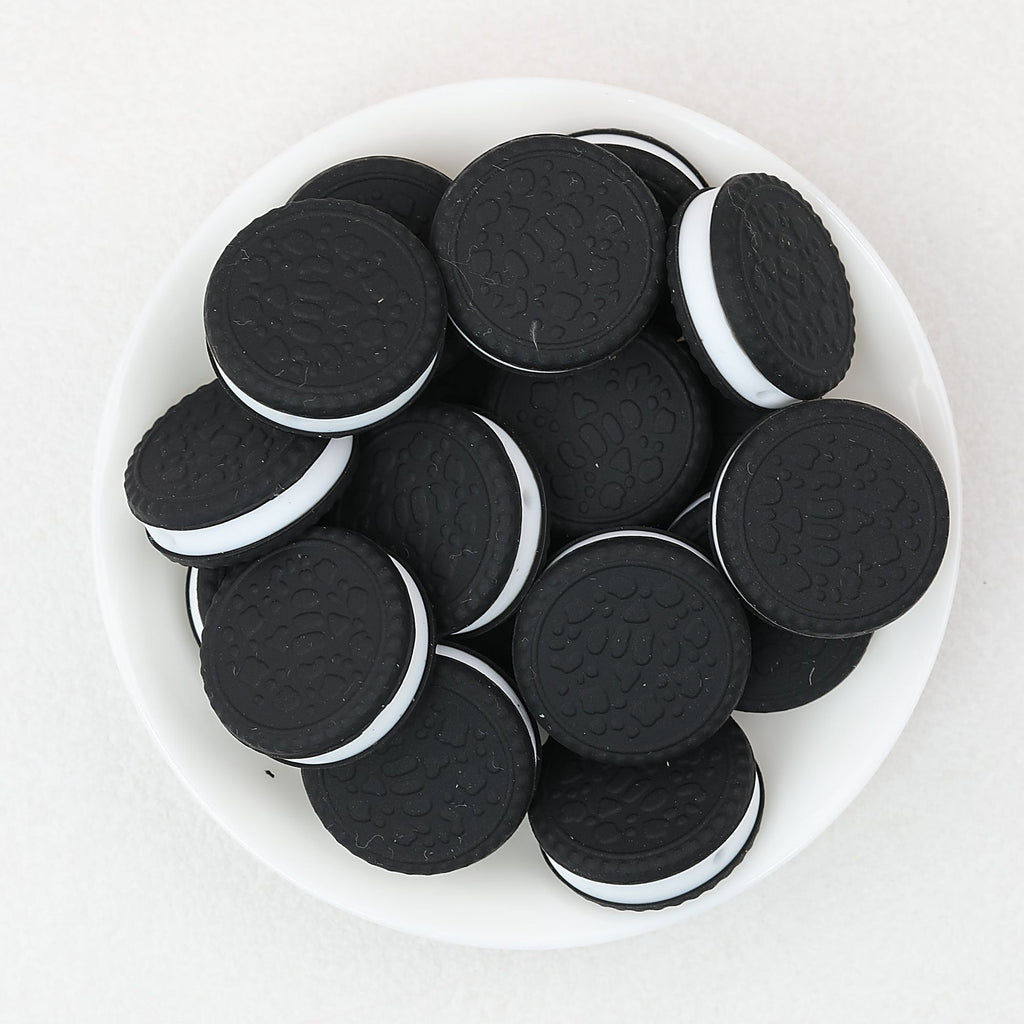 3D Black Cookie Silicone Focal Beads 20pcs