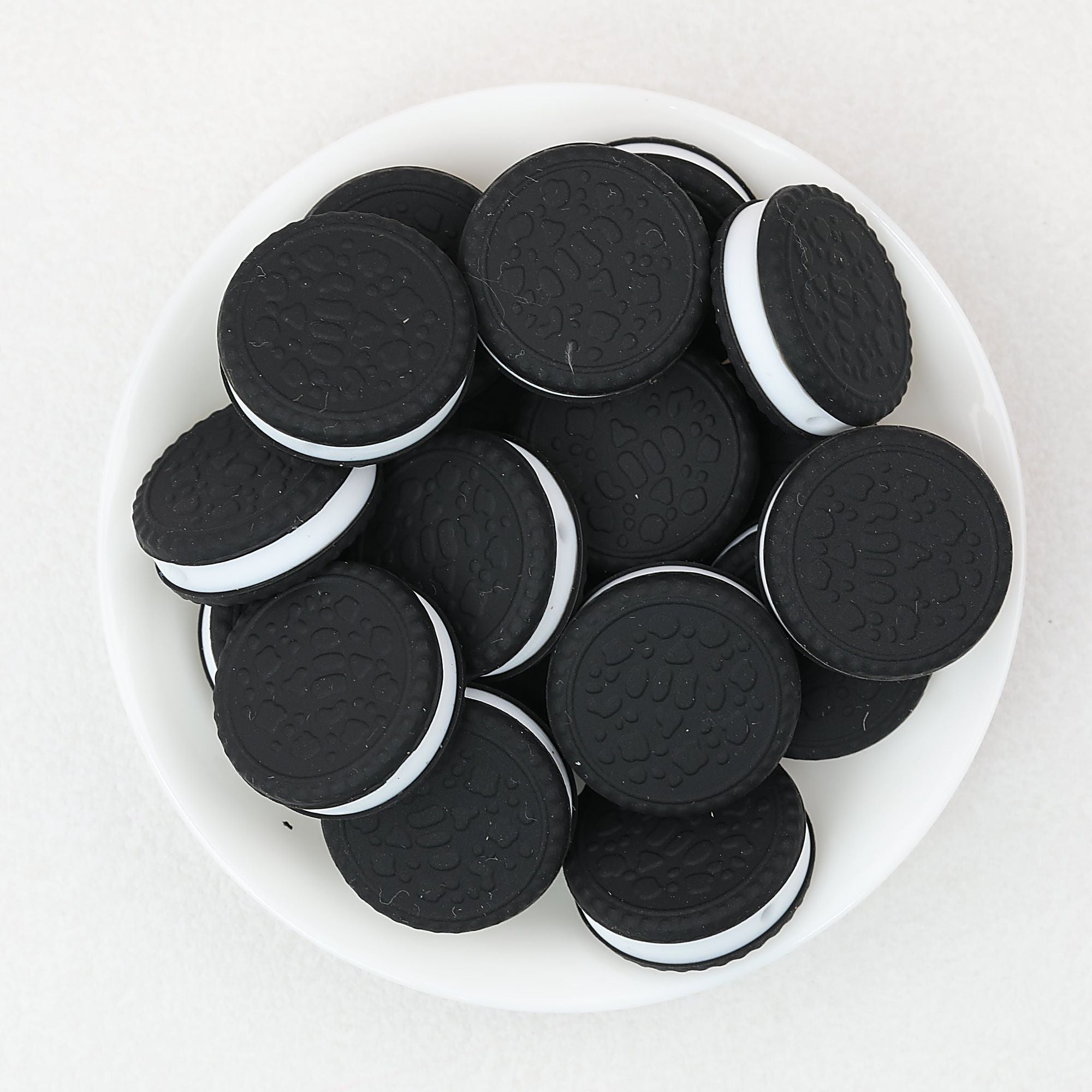 3D Black Cookie Silicone Focal Beads 20pcs