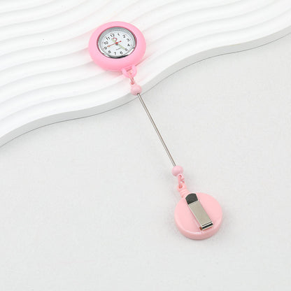 Beadable Retractable Badge Reel Watch Glow In The Dark Silicone Case Easy Pull Buckle - Candy Pink