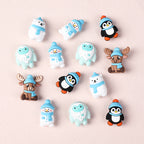 Silicone 3D Focal Beads Winter Theme Polar Bear Snow Monster Wearing Hats 20pcs 5