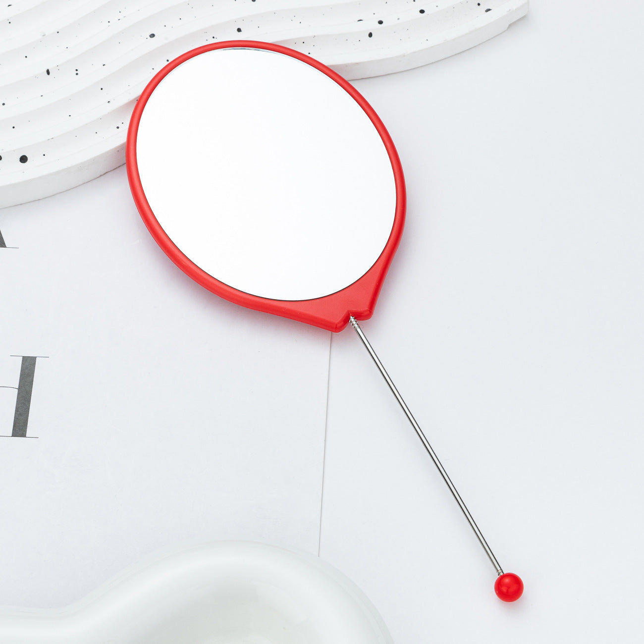 Beadable Plastic Mirror Handheld Oval