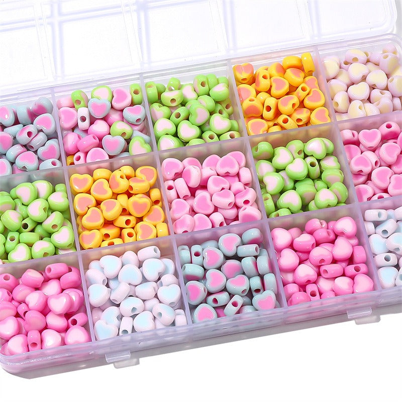 Colorful Heart Acrylic Beads 8x7mm Pastel Mixed 60pcs 3