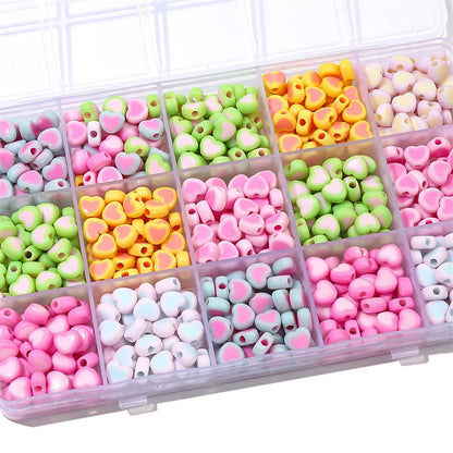 Colorful Heart Acrylic Beads 8x7mm Pastel Mixed 60pcs 3