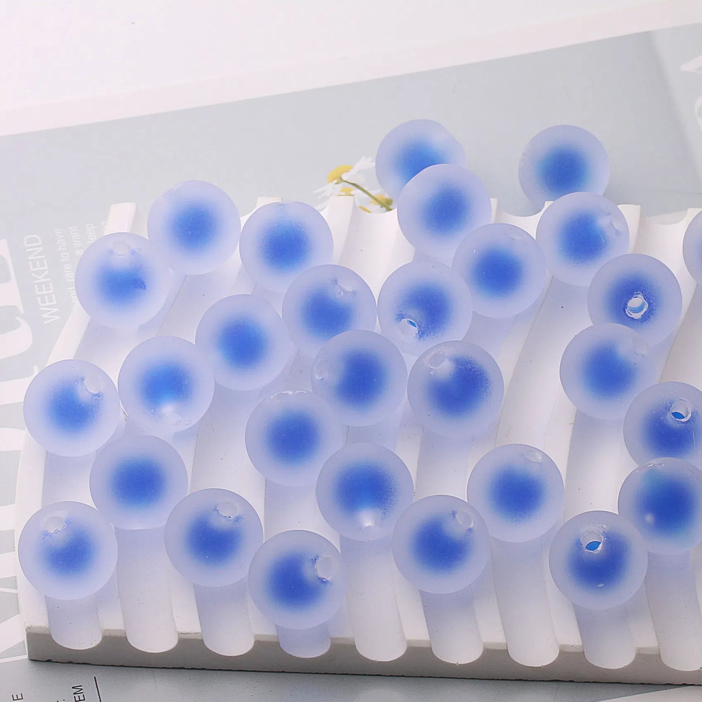 Rubberized Matte Acrylic Beads 16mm Frosted Colorful Core 50pcs 9