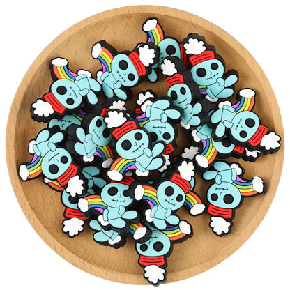 Silicone Focal Beads Scrump Embracing Rainbow Blue Character 20pcs 3